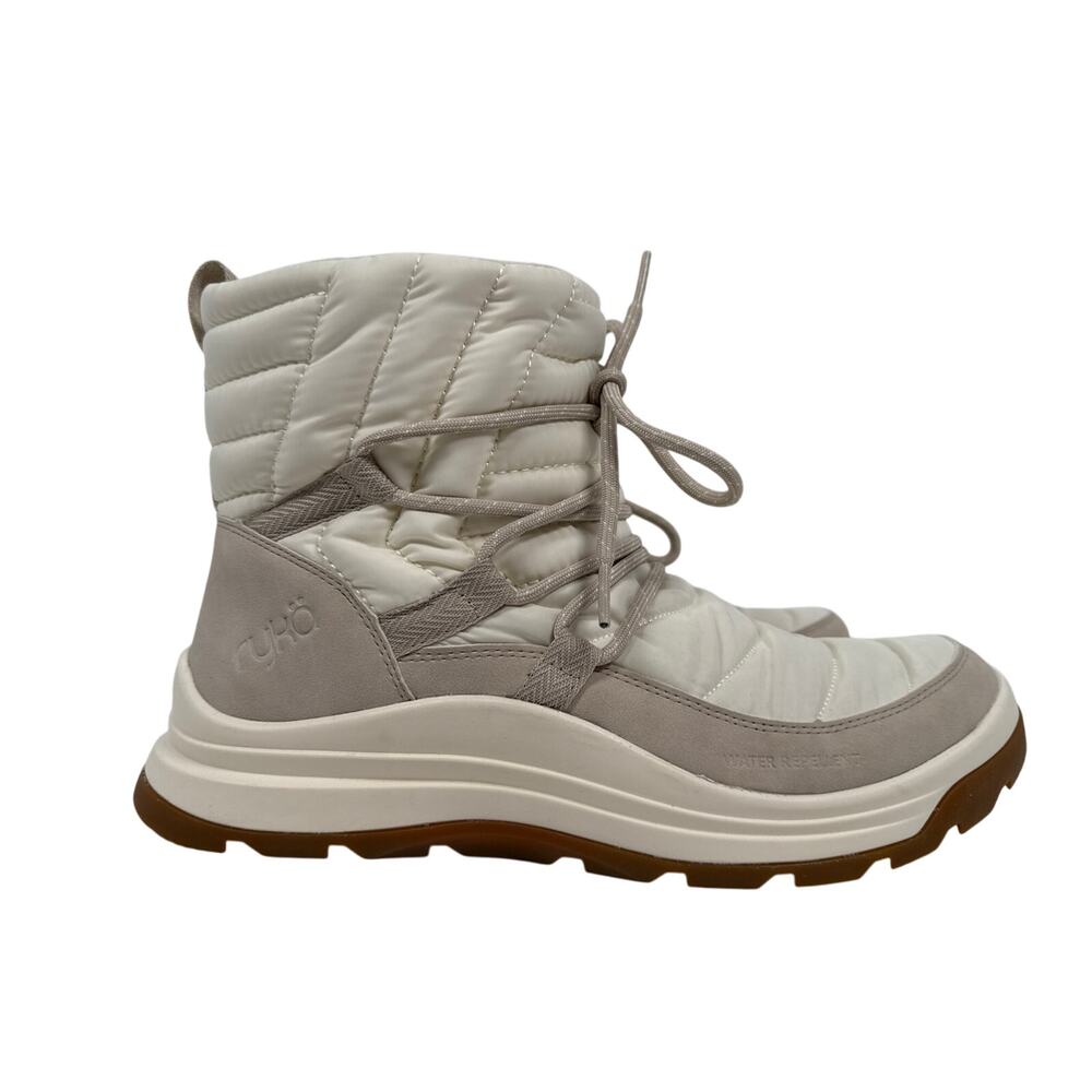 Ryka Highlight Winter Boots Womens 9.5 Wide Puffer Pull On Off White Faux‎ Fur